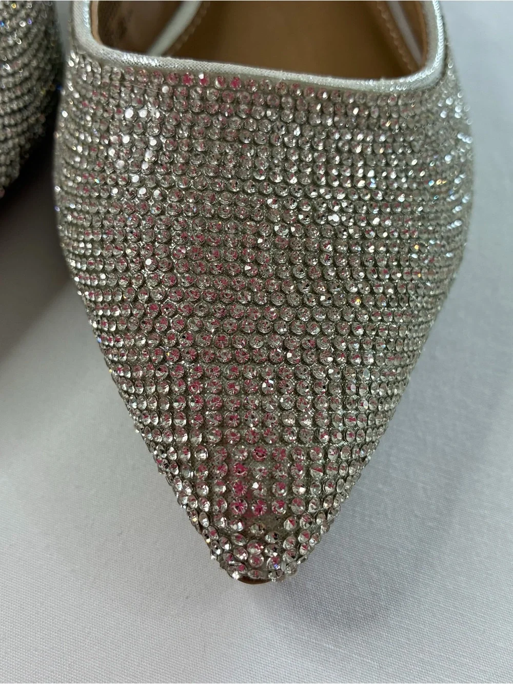 A New Day Elle Silver Rhinestone Slingback Pointed Toe Low Block Heels Size 7